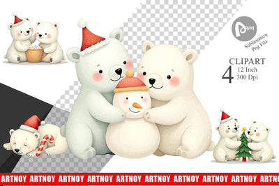 Charming Polar Bears Clipart Sublimation artnoy 