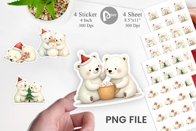 Charming Polar Bears Sticker Sublimation artnoy 