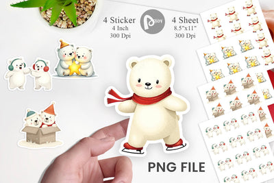 Charming Polar Bears Sticker Sublimation artnoy 