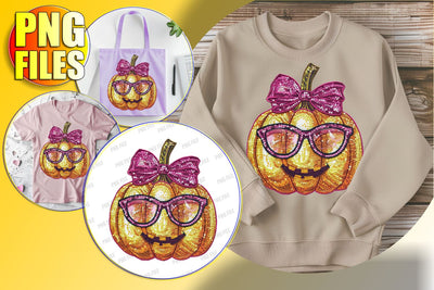 Charming Pumpkin with Bow Autumn PNG Design Sublimation afrosvg 