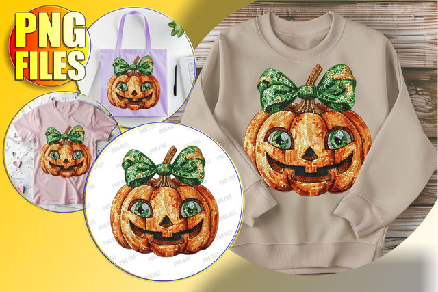 Charming Pumpkin with Bow for Autumn PNG Design Sublimation afrosvg 