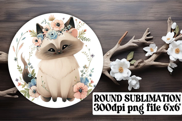 Charming Round Cat Decor for Sublimation Creations Sublimation afrosvg 