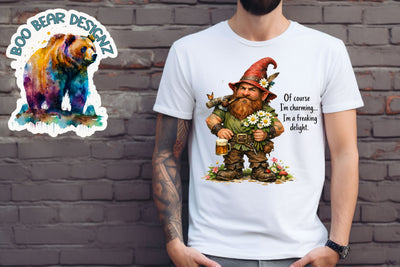 Charming Sarcastic Gnome Clipart Sublimation Boo Bear Designz 