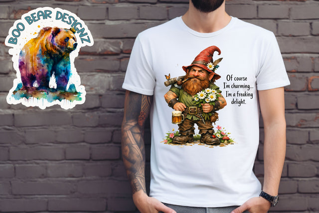 Charming Sarcastic Gnome Clipart Sublimation Boo Bear Designz 