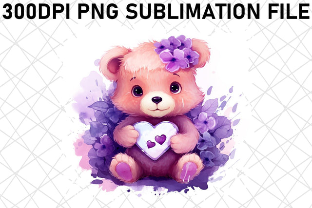 Charming Watercolor Bear Sublimation - Valentine's Day Art Sublimation afrosvg 
