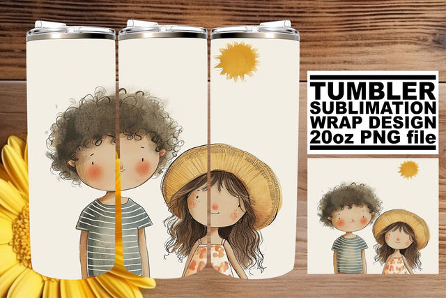 Charming Watercolor Boho Children Tumbler Art Sublimation afrosvg 