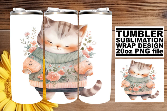 Charming Watercolor Cat Lover's Tumbler Wrap Sublimation Set Sublimation afrosvg 