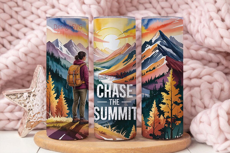 Chase the Summit 20oz Tumbler Wrap Sublimation DesignSVG 