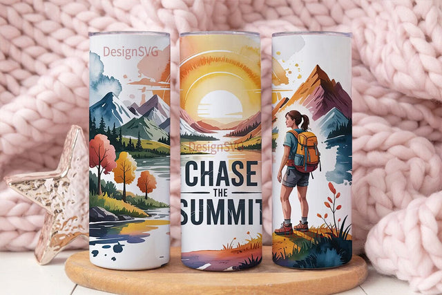 Chase the Summit 20oz Tumbler Wrap Sublimation DesignSVG 