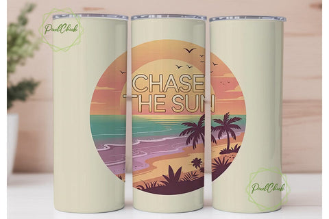 Chase the Sun 20oz Tumbler Wrap Sublimation PixelChick 