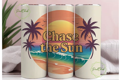 Chase the Sun 20oz Tumbler Wrap Sublimation PixelChick 