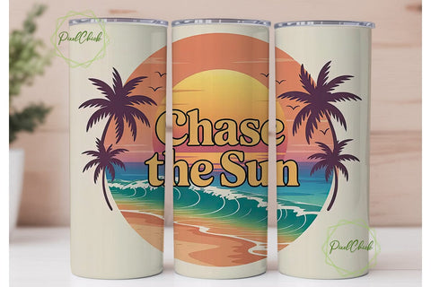 Chase the Sun 20oz Tumbler Wrap Sublimation PixelChick 