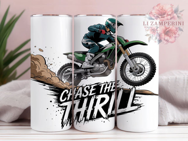 Chase The Thrill Dirt Bike Tumbler Wrap, Motorcycle Tumbler PNG, 20oz Skinny Tumbler, Sublimation Tumbler Design, Chase The Thrill Wrap, Extreme Sports Tumbler Sublimation Li Zamperini 