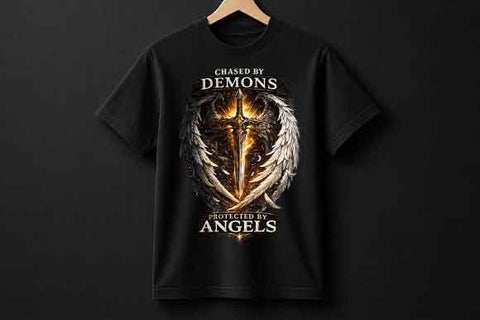 Chased By Demons Protected By Angels PNG | Christian Faith Sublimation Design Digital Download SVG BillahCrafts 