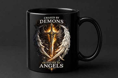 Chased By Demons Protected By Angels PNG | Christian Faith Sublimation Design Digital Download SVG BillahCrafts 