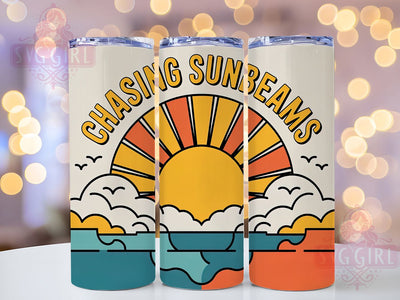 Chasing Sunbeams 20oz Tumbler, Chasing Sunbeams Quote, Positive Summer Saying, Tropical Sublimation Design, Vintage Summer Vibes, 20oz Tumbler Wrap, Sublimation Design PNG, Summer Gift Sublimation SvggirlplusArt 