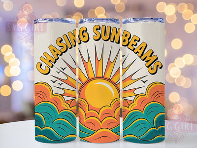 Chasing Sunbeams 20oz Tumbler, Chasing Sunbeams Quote, Positive Summer Saying, Tropical Sublimation Design, Vintage Summer Vibes, 20oz Tumbler Wrap, Sublimation Design PNG, Summer Gift Sublimation SvggirlplusArt 