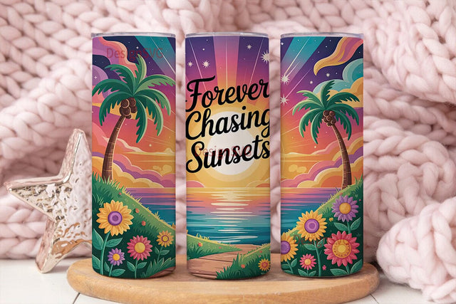 Chasing Sunsets 20oz Tumbler Wrap Sublimation DesignSVG 