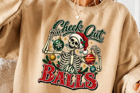Check Out My Balls Christmas Skeleton PNG SVG DesignDestine 