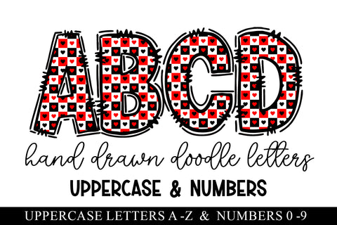 Checkerboard Hearts Valentine Doodle Letter Alphabet Sublimation BijouBay 