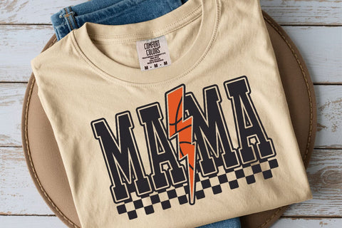 Checkered Basketball Mama PNG: Lightning Bolt Design SVG DesignDestine 