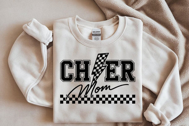Checkered Cheer Mom SVG PNG: Lightning Design SVG DesignDestine 
