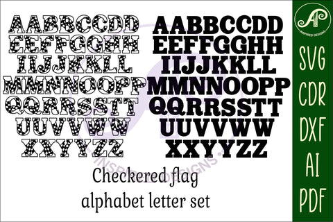 Checkered flag letters alphabet set x 52 SVG APInspireddesigns 