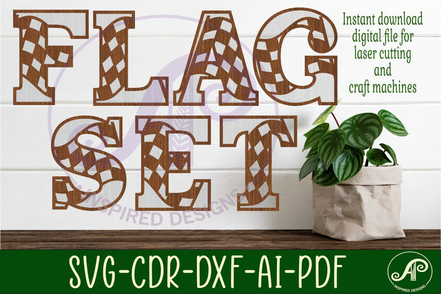 Checkered flag letters alphabet set x 52 SVG APInspireddesigns 