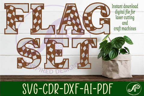 Checkered flag letters alphabet set x 52 SVG APInspireddesigns 