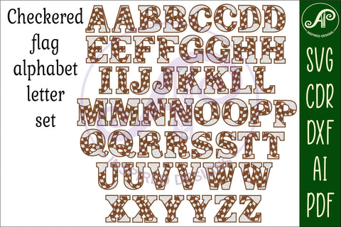 Checkered flag letters alphabet set x 52 SVG APInspireddesigns 