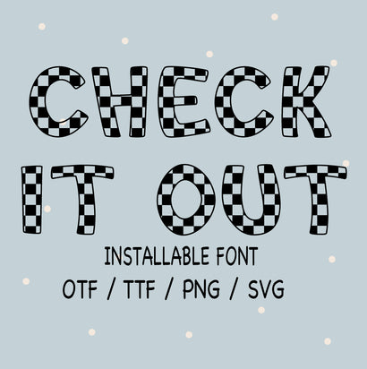 Checkered Font, Checkered Letters and Number, Checkered Letters, Checked Installable Font, TTF, OTF, SVG, PNG, SVG Sassy Vector Girl 