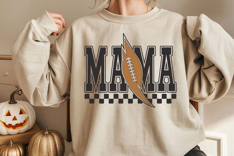 Checkered Football Mama PNG: Lightning Bolt Design SVG DesignDestine 