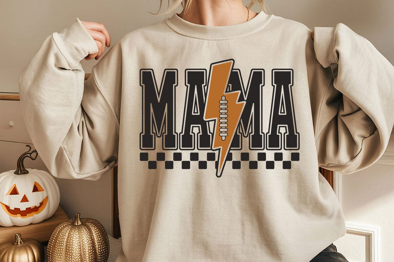 Checkered Football Mama PNG: Lightning Bolt Design SVG DesignDestine 