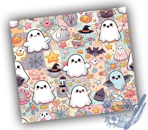 Checkered Ghost 20oz Skinny Tumbler, Spooky Season Tumbler Png, Straight & Tapered Tumbler Wrap, Instant Digital Download Sublimation ToriDesigns 