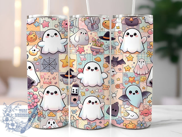 Checkered Ghost 20oz Skinny Tumbler, Spooky Season Tumbler Png, Straight & Tapered Tumbler Wrap, Instant Digital Download Sublimation ToriDesigns 