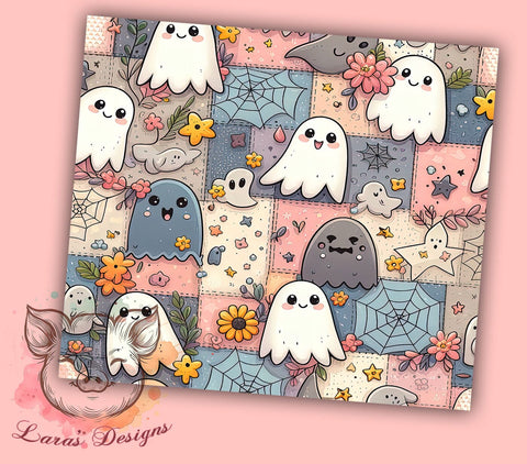 Checkered Ghost 20oz Tumbler Png, Straight & Tapered Tumbler Png, Spooky Season Tumbler Png, Digital Download PNG Sublimation Lara' s Designs 
