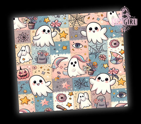 Checkered Ghost 20oz Tumbler Wrap Sublimation Design, Straight Tapered Tumbler Wrap, Spooky Season Tumbler Png, Instant Digital Download Sublimation SvggirlplusArt 