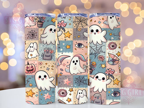 Checkered Ghost 20oz Tumbler Wrap Sublimation Design, Straight Tapered Tumbler Wrap, Spooky Season Tumbler Png, Instant Digital Download Sublimation SvggirlplusArt 