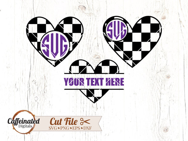Checkered Heart Monogram SVG Caffeinated SVGs 