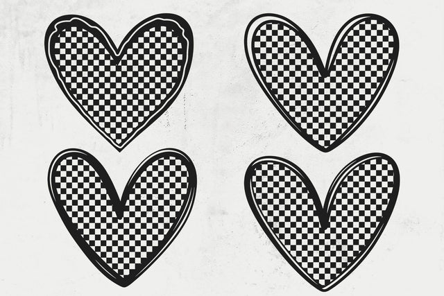 Checkered Heart Svg, Checker Pattern Svg, Doodle Heart Svg SVG DesignDestine 