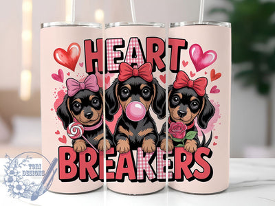 Checkered Hearts Dachshund Tumbler, Checkered Hearts Wrap, Leopard Heart Cup, 20oz Sublimation Wrap, Stylish Valentine Dog Design Tumbler, Artistic Dachshund Heart Cup, Cute Animal Valentine Theme Wrap Sublimation ToriDesigns 