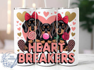 Checkered Hearts Dachshund Tumbler, Checkered Hearts Wrap, Leopard Heart Cup, 20oz Sublimation Wrap, Stylish Valentine Dog Design Tumbler, Artistic Dachshund Heart Cup, Cute Animal Valentine Theme Wrap Sublimation ToriDesigns 