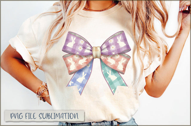 Checkered Pastel Easter Coquette Bow Sublimation Sublimation Shetara Begum 