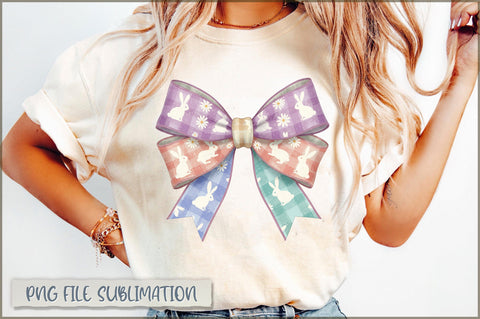 Checkered Pastel Easter Coquette Bow Sublimation Sublimation Shetara Begum 