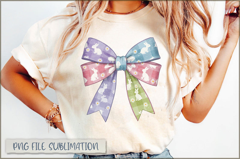 Checkered Pastel Easter Coquette Bow Sublimation Sublimation Shetara Begum 