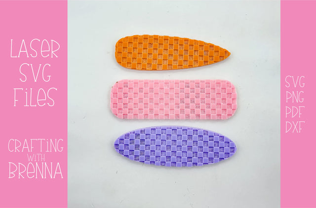 Checkered Pattern Hair Clip Laser SVG File SVG Crafting With Brenna 