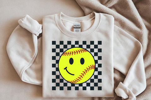 Checkered Softball Happy Face Svg, Happy Face Png SVG DesignDestine 