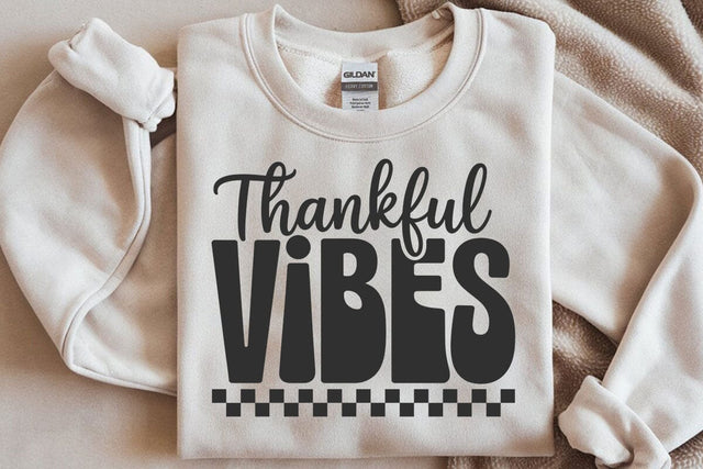 Checkered Thankful Vibes SVG PNG: Thanksgiving File SVG DesignDestine 