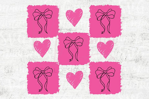 Checkered Valentine’s Day PNG – Trendy Pink Valentine Design, Retro Love Aesthetic, Cute Hearts Graphic SVG MaiamiiiSVG 