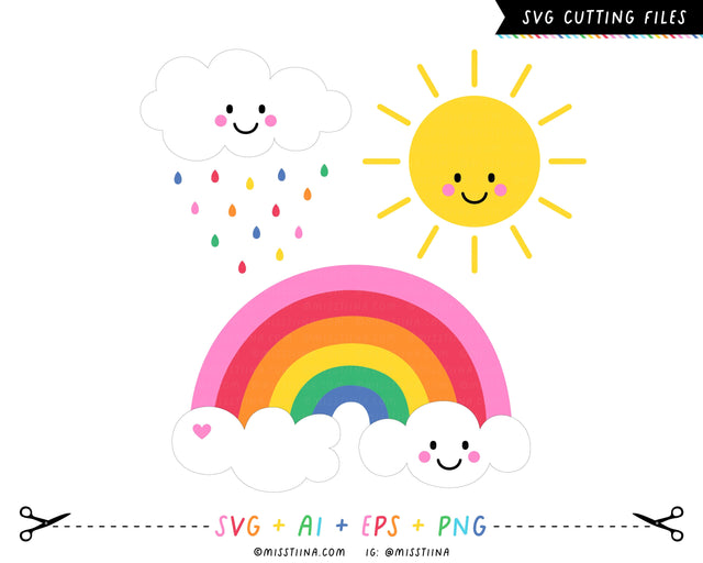 Cheeky Cloud Rainbow Sun SVG SVG Miss Tiina 